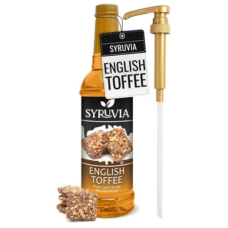 Syruvia English Toffee Pure Cane Syrup, 25.4 fl Oz With Pump