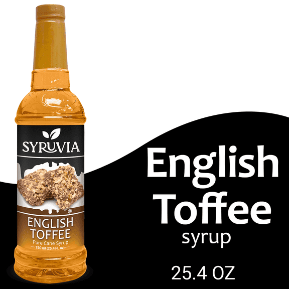 Syruvia English Toffee Syrup Pure Cane Coffee Flavoring Syrup, 25.4 fl Oz