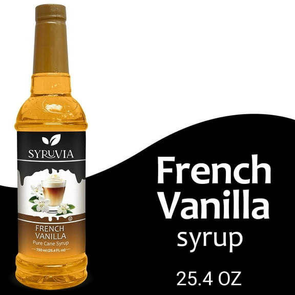 Syruvia French Vanilla Syrup Pure Cane Coffee Flavoring Syrup, 25.4 fl Oz