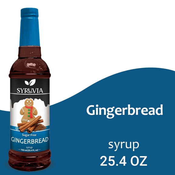 Syruvia Gingerbread Sugar Free Coffee Syrup No-Calorie Coffee Sauce for Coffee, Lattes, Shakes, Smoothies, Desserts, 25.4 Fl. Oz