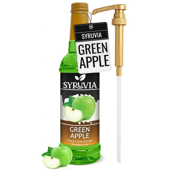 Syruvia Green Apple Syrup Pure Cane Coffee Flavoring Syrup, 25.4 fl Oz With Pump