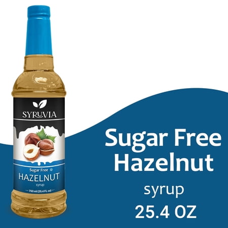 Syruvia Hazelnut Sugar Free Coffee Syrup No-Calorie Coffee Sauce for Coffee, Lattes, Shakes, Smoothies, Desserts, 25.4 Fl. Oz