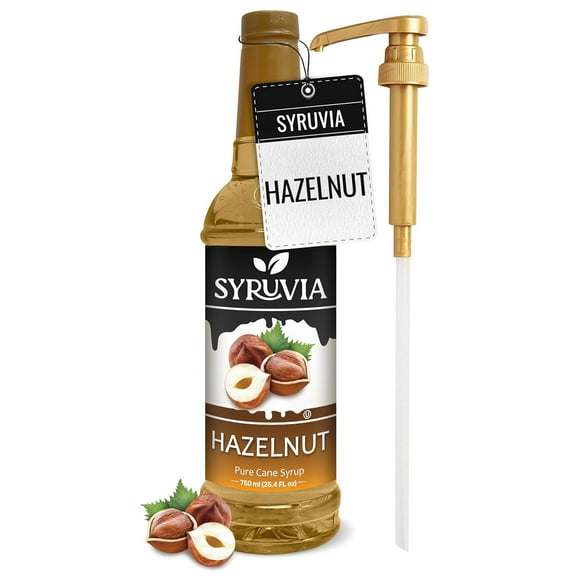 Syruvia Hazelnut Syrup Pure Cane Coffee Flavoring Syrup, 25.4 fl Oz With Pump