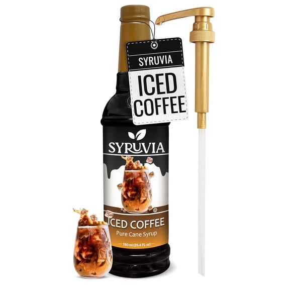 Syruvia Iced Coffee Pure Cane Syrup, 25.4 fl Oz With Pump