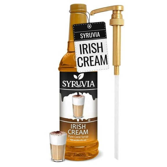 Syruvia Irish Cream Pure Cane Syrup, 25.4 fl Oz With Pump