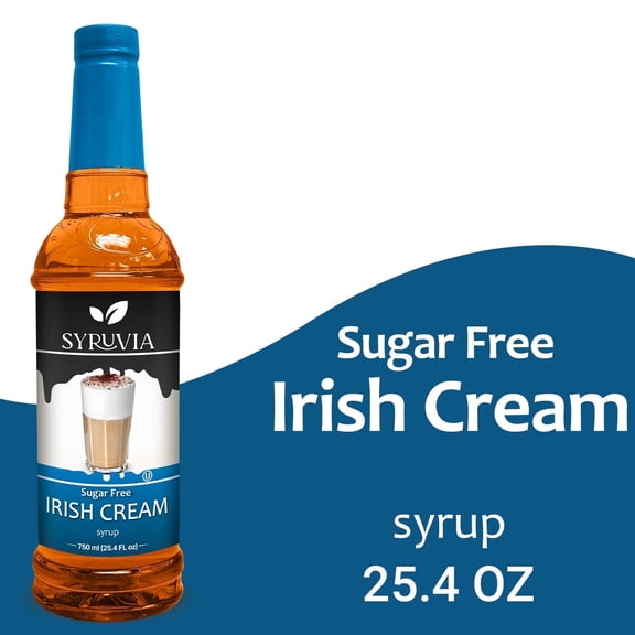 Syruvia Irish Cream Sugar Free Coffee Syrup No-Calorie Coffee Sauce for Coffee, Lattes, Shakes, Smoothies, Desserts, 25.4 Fl. Oz