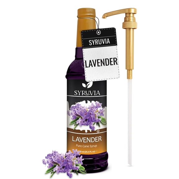 Syruvia Lavender Syrup Pure Cane Coffee Flavoring Syrup, 25.4 fl Oz With Pump