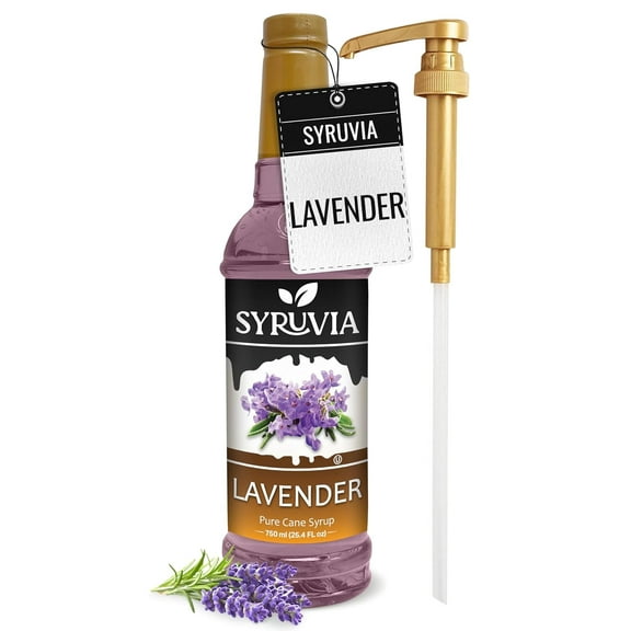 Syruvia Lavender Syrup Pure Cane Coffee Flavoring Syrup, 25.4 fl Oz With Pump