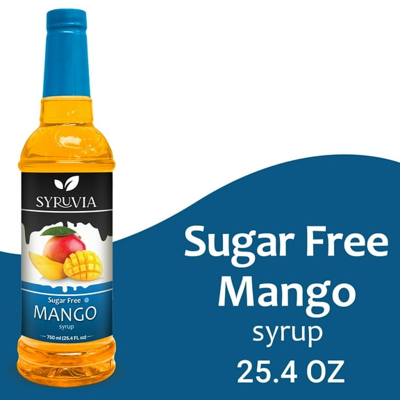 Syruvia Mango Sugar Free Coffee Syrup No-Calorie Coffee Sauce for Coffee, Lattes, Shakes, Smoothies, Desserts, 25.4 Fl. Oz