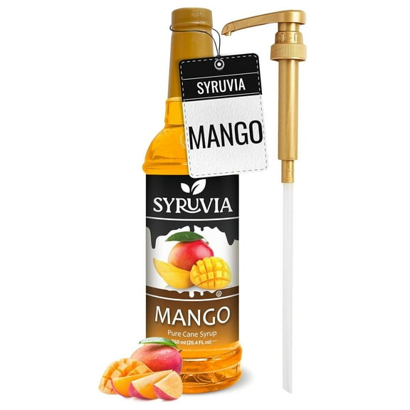 Syruvia Mango Syrup Pure Cane Coffee Flavoring Syrup, 25.4 fl Oz With Pump