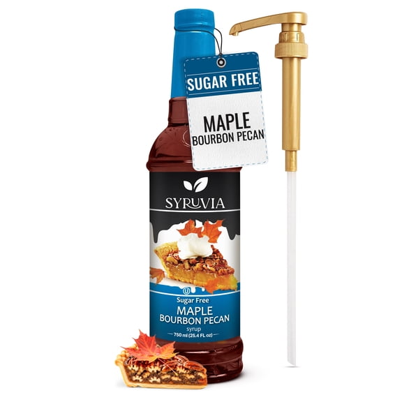 Syruvia Maple Bourbon Pecan Sugar Free Coffee Syrup 25.4 Fl. Oz With Pump