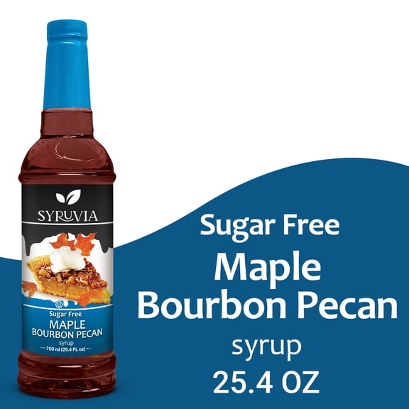 Syruvia Maple Bourbon Pecan Sugar Free Coffee Syrup No-Calorie Coffee Sauce for Coffee, Lattes, Shakes, Smoothies, Desserts, 25.4 Fl. Oz