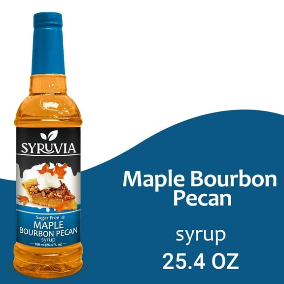 Syruvia Maple Bourbon Pecan Sugar Free Coffee Syrup No-Calorie Coffee Sauce for Coffee, Lattes, Shakes, Smoothies, Desserts, 25.4 Fl. Oz