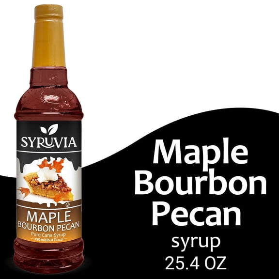 Syruvia Maple Bourbon Pecan Syrup Pure Cane Coffee Flavoring Syrup, 25.4 fl Oz