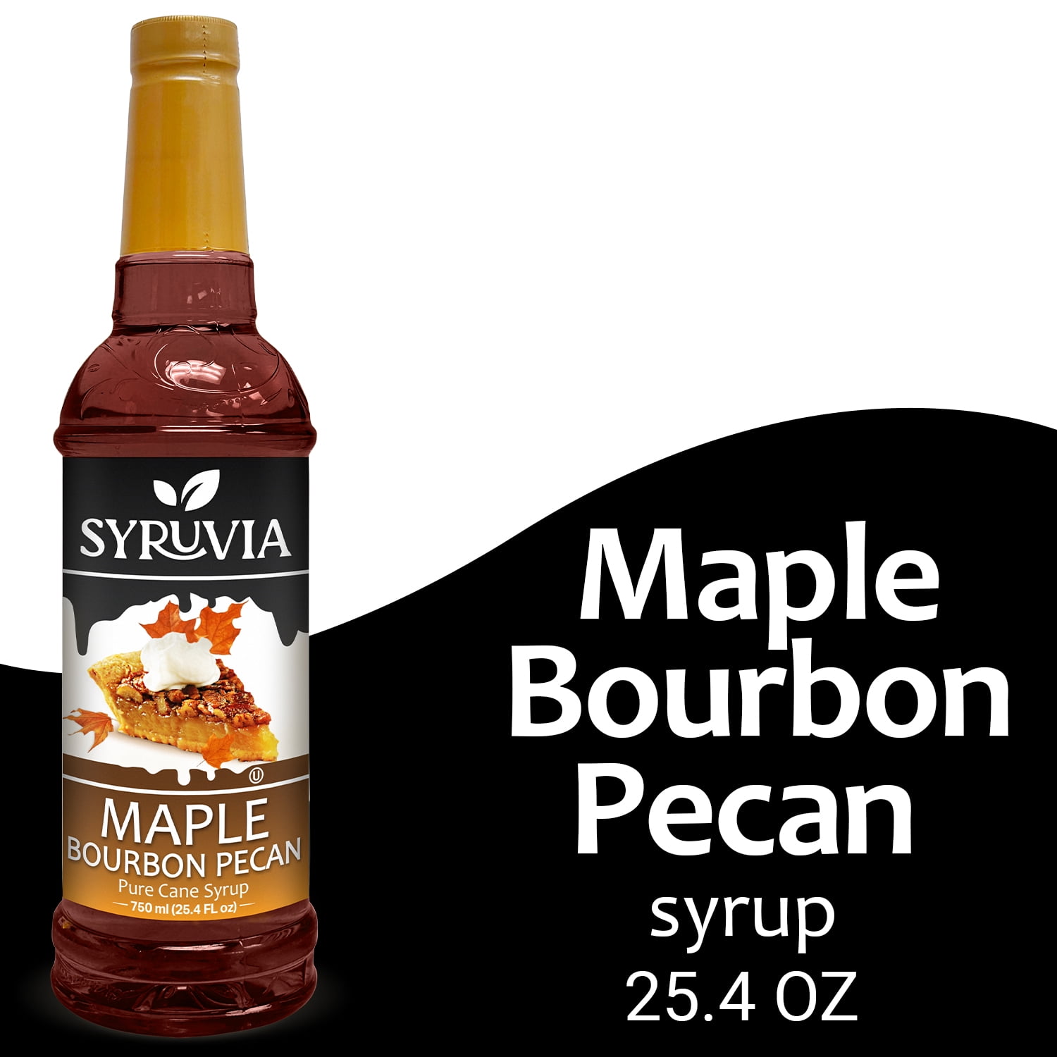 Syruvia Maple Bourbon Pecan Syrup Pure Cane Coffee Flavoring Syrup, 25.