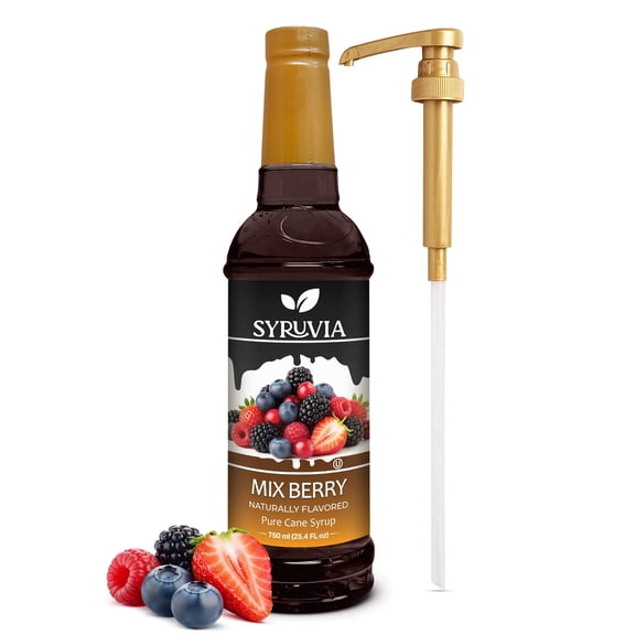 Syruvia Mix Berry Pure Cane Syrup 25.4 fl Oz With Pump