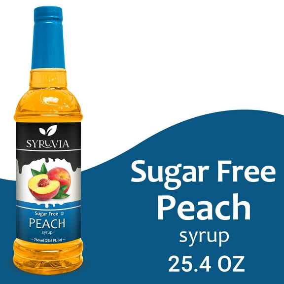 Syruvia Peach Sugar Free Coffee Syrup No-Calorie Coffee Sauce for Coffee, Lattes, Shakes, Smoothies, Desserts, 25.4 Fl. Oz