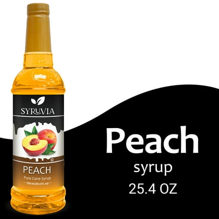 Syruvia Peach Syrup Pure Cane Coffee Flavoring Syrup, 25.4 fl Oz