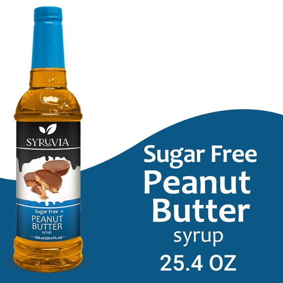 Syruvia Peanut Butter Cup Sugar Free Coffee Syrup No-Calorie Coffee Sauce for Coffee, Lattes, Shakes, Smoothies, Desserts, 25.4 Fl. Oz
