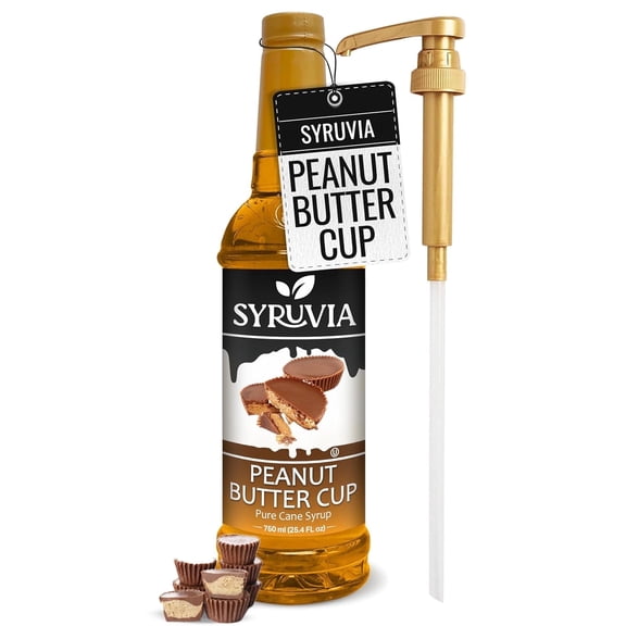 Syruvia Peanut Butter Cup Syrup Pure Cane Coffee Flavoring Syrup, 25.4 fl Oz With Pump
