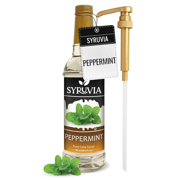 Syruvia Peppermint Pure Cane Syrup, 25.4 fl Oz With Pump