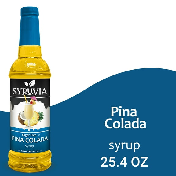 Syruvia Pina Colada Sugar Free Coffee Syrup No-Calorie Coffee Sauce for Coffee, Lattes, Shakes, Smoothies, Desserts, 25.4 Fl. Oz