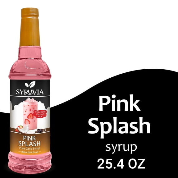 Syruvia Pink Splash Flavored Syrup for Drinks, Cocktails, Lemonades, Iced Teas and Desserts – 25.4 fl oz