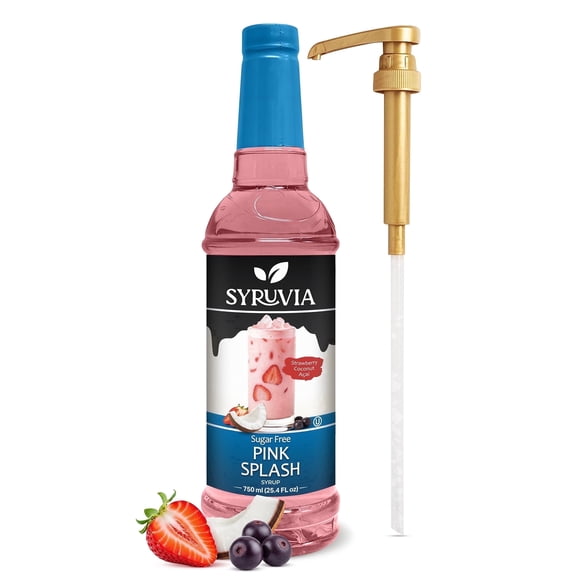 Syruvia Pink Splash Sugar Free Cocktails Syrup 25.4 Fl Oz With Pump