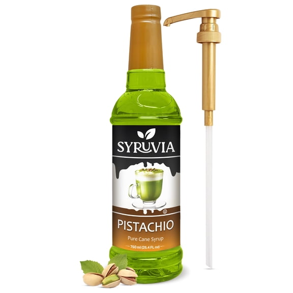 Syruvia Pistachio Syrup Pure Cane Coffee Flavoring Syrup, 25.4 fl Oz With Pump