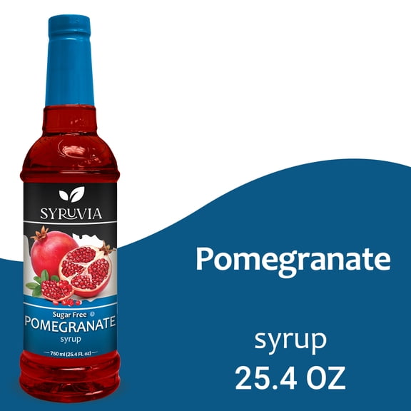 Syruvia Pomegranate Sugar Free Coffee Syrup No-Calorie Coffee Sauce for Coffee, Lattes, Shakes, Smoothies, Desserts, 25.4 Fl. Oz