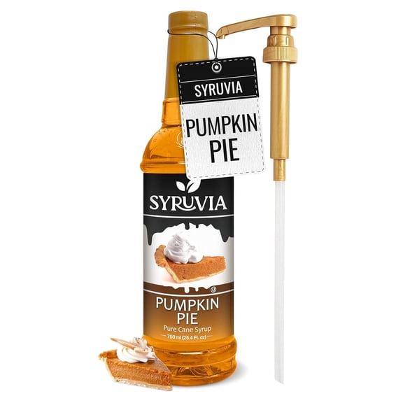 Syruvia Pumpkin Pie Pure Cane Syrup, 25.4 fl Oz With Pump