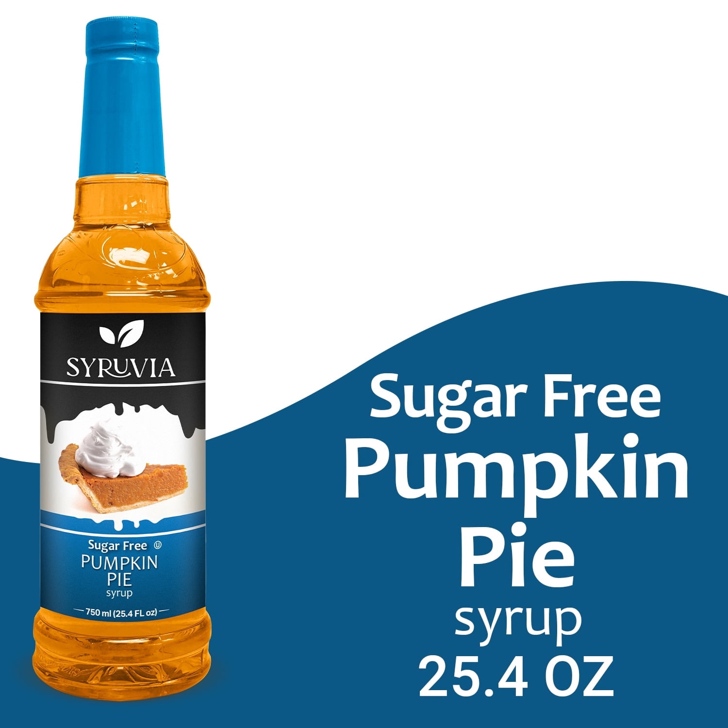 Syruvia Pumpkin Pie Sugar Free Coffee Syrup No-Calorie Coffee Sauce for Coffee, Lattes, Shakes, Smoothies, Desserts, 25.4 Fl. Oz