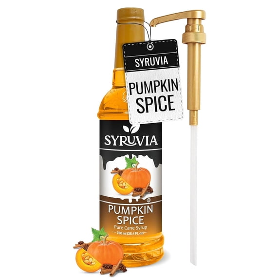 Syruvia Pumpkin Spice Pure Cane Syrup, 25.4 fl Oz With Pump