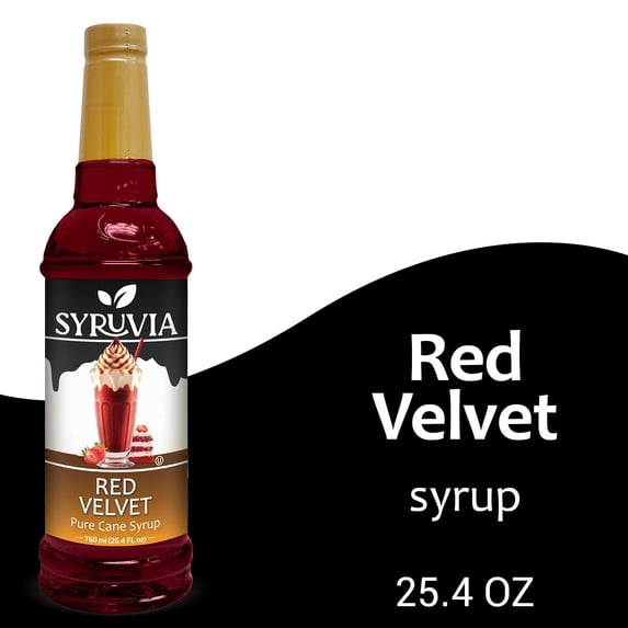 Syruvia Red Velvet Syrup Pure Cane Coffee Flavoring Syrup, 25.4 fl Oz