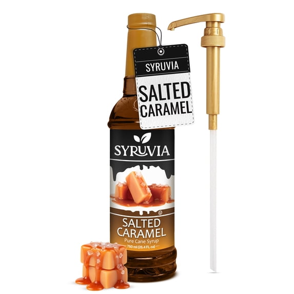 Syruvia Salted Caramel Pure Cane Syrup, 25.4 fl Oz With Pump