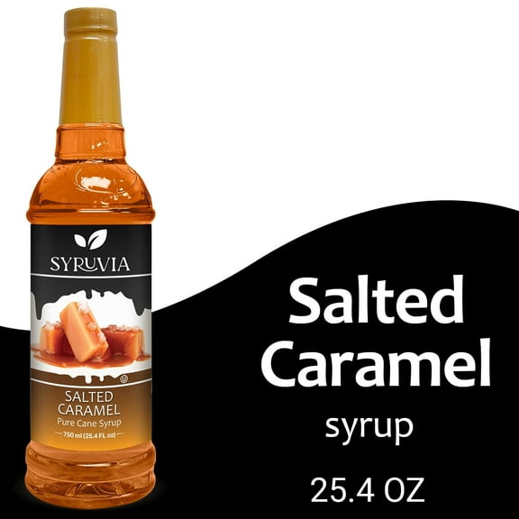 Syruvia Salted Caramel Syrup Pure Cane Coffee Flavoring Syrup, 25.4 fl Oz
