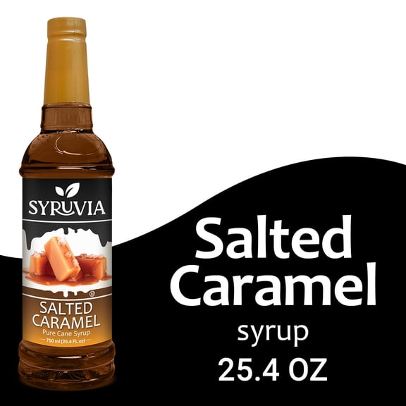 Syruvia Salted Caramel Syrup Pure Cane Coffee Flavoring Syrup, 25.4 fl Oz