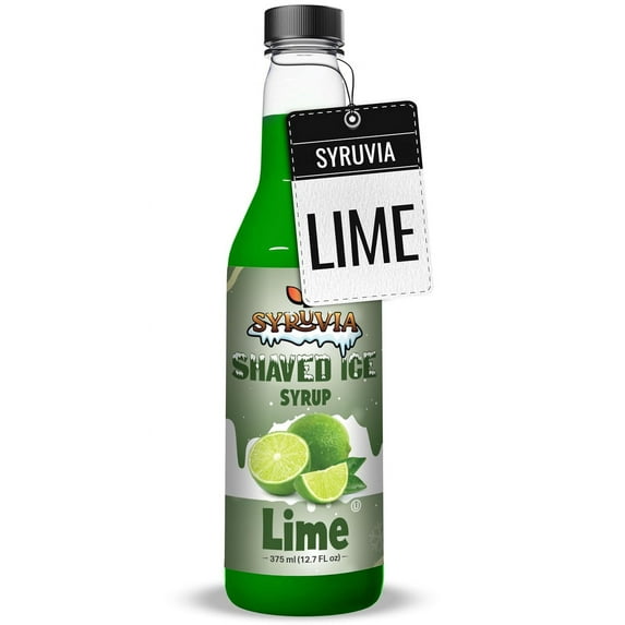 Syruvia Snow Cone Syrup 12.7oz - Lime Syrup For Shaved Ice, Snow Cones, Slushies, Italian Soda, Popsicles. Kosher, Dairy Free