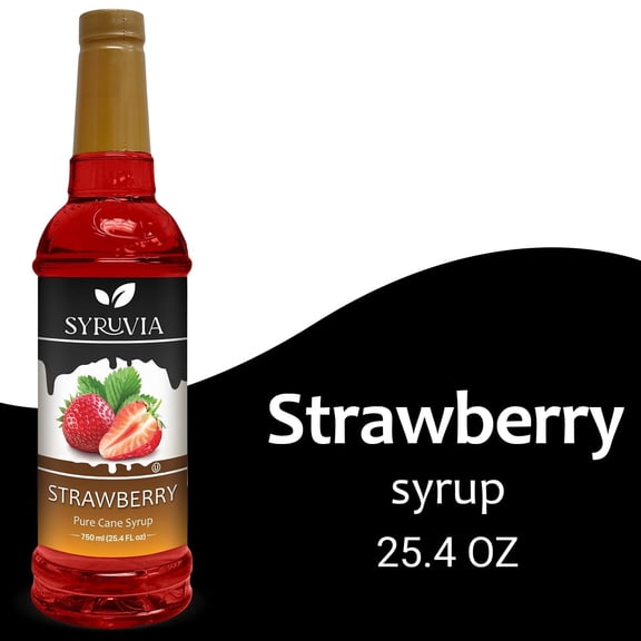 Syruvia Strawberry Syrup Pure Cane Coffee Flavoring Syrup, 25.4 fl Oz