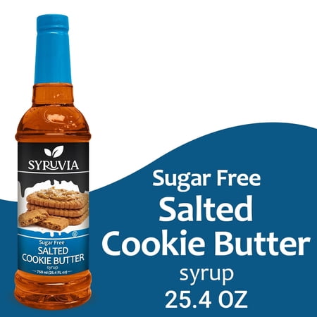 Syruvia Sugar Free Coffee Syrup, Salted Cookie Butter Flavored Syrup for Drinks, Lattes and Desserts – 25.4 fl oz