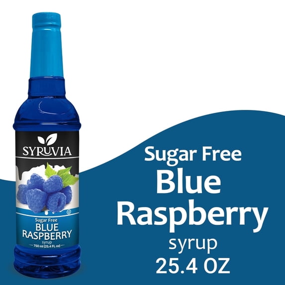 Syruvia Sugar Free Blue Raspberry Coffee Syrup No-Calorie Coffee Sauce for Coffee, Lattes, Shakes, Smoothies, Desserts, 25.4 Fl. Oz