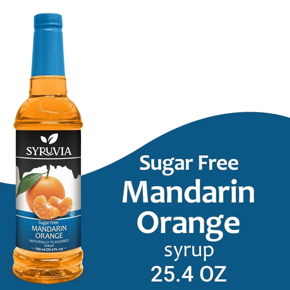 Syruvia Sugar Free Mandarin Orange Flavored Syrup for Drinks, Cocktails, Lemonades, Iced Teas and Desserts  25.4 fl oz