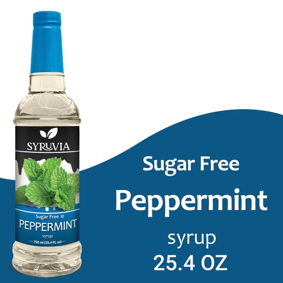 Syruvia Sugar Free Peppermint Syrup - Premium Sugar-Free Flavoring for Tea, Beverages, Smoothies, and Cocktails - Kosher, Gluten Free - 25.4 oz -Bottle Enhance Your Drinks with Refreshing Peppermint