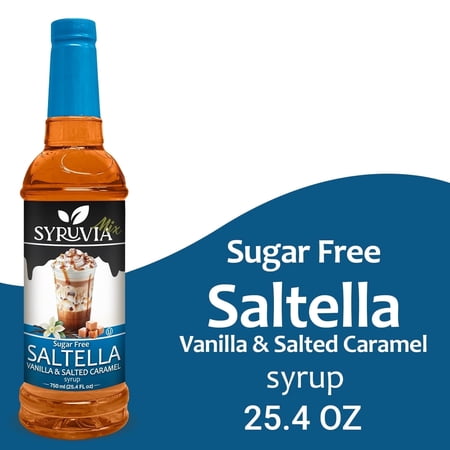 Syruvia Sugar Free SALTELLA Coffee Syrup No-Calorie Coffee Sauce for Coffee, Lattes, Shakes, Smoothies, Desserts, 25.4 Fl. Oz