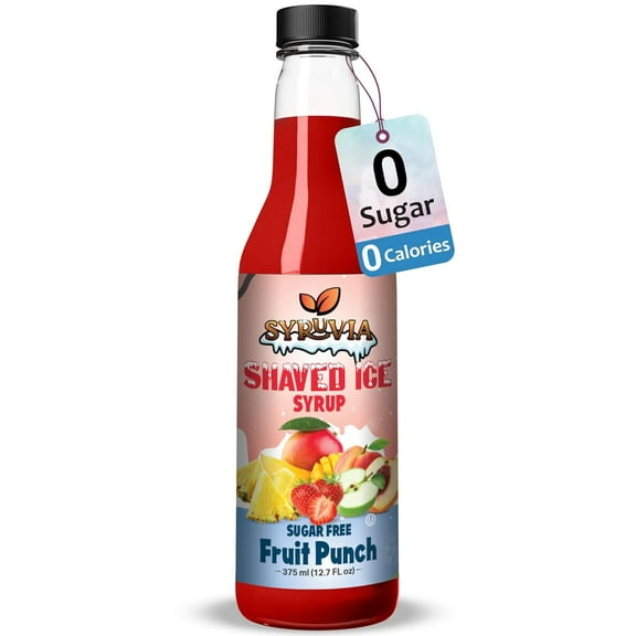 Syruvia Sugar-Free Snow Cone Syrup 12.7oz - Fruit Punch- 0 Calorie Syrup For Shaved Ice, Snow Cones, Slushies, Italian Soda, Popsicles. Keto Friendly, Kosher, Dairy Free