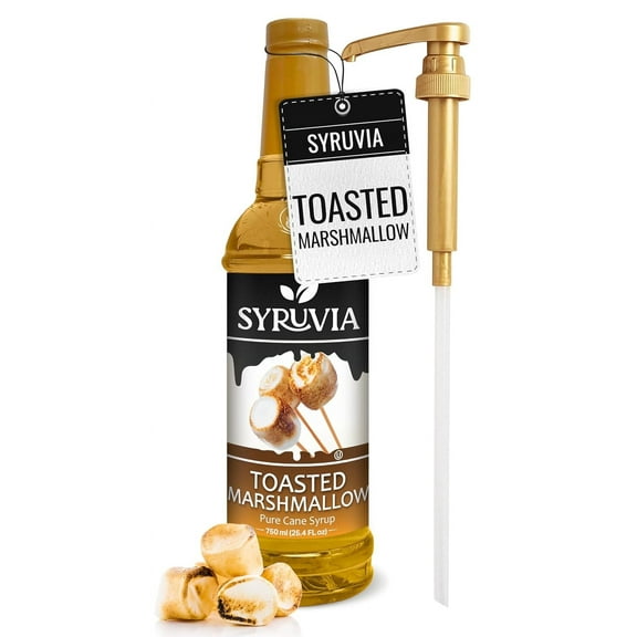 Syruvia Toasted Marshmallow Syrup Pure Cane Coffee Flavoring Syrup, 25.4 fl Oz With Pump