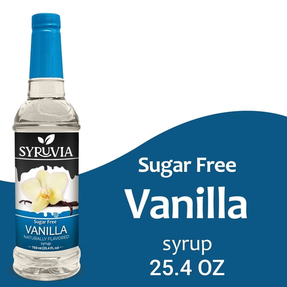 Syruvia Vanilla Sugar Free Coffee Syrup No-Calorie Coffee Sauce for Coffee, Lattes, Shakes, Smoothies, Desserts, 25.4 Fl. Oz
