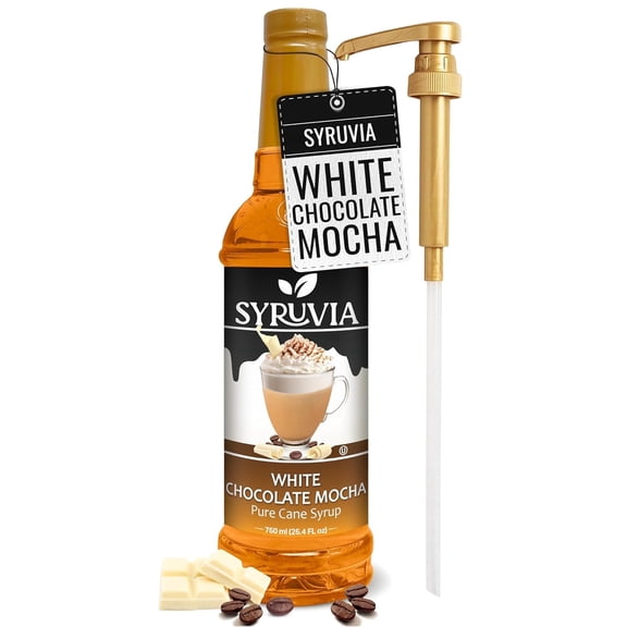 Syruvia White Chocolate Mocha Pure Cane Syrup 25.4 fl Oz With Pump