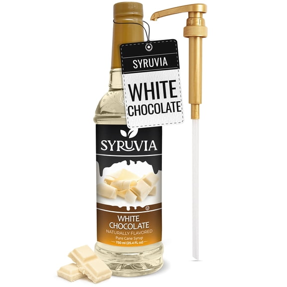 Syruvia White Chocolate Pure Cane Syrup, 25.4 fl Oz With Pump