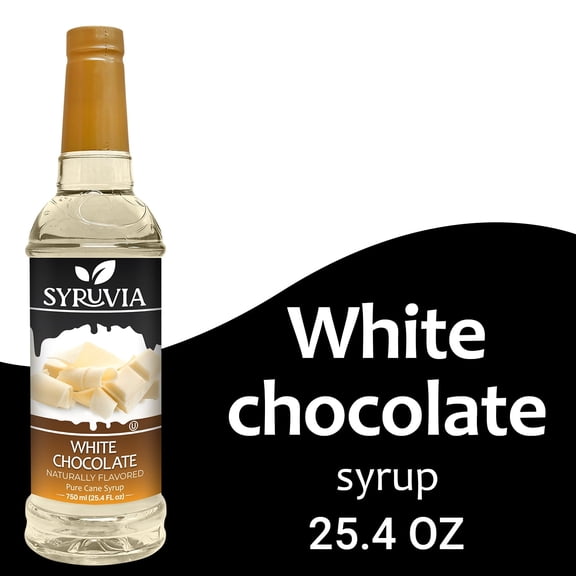 Syruvia White Chocolate Syrup Pure Cane Coffee Flavoring Syrup, 25.4 fl Oz